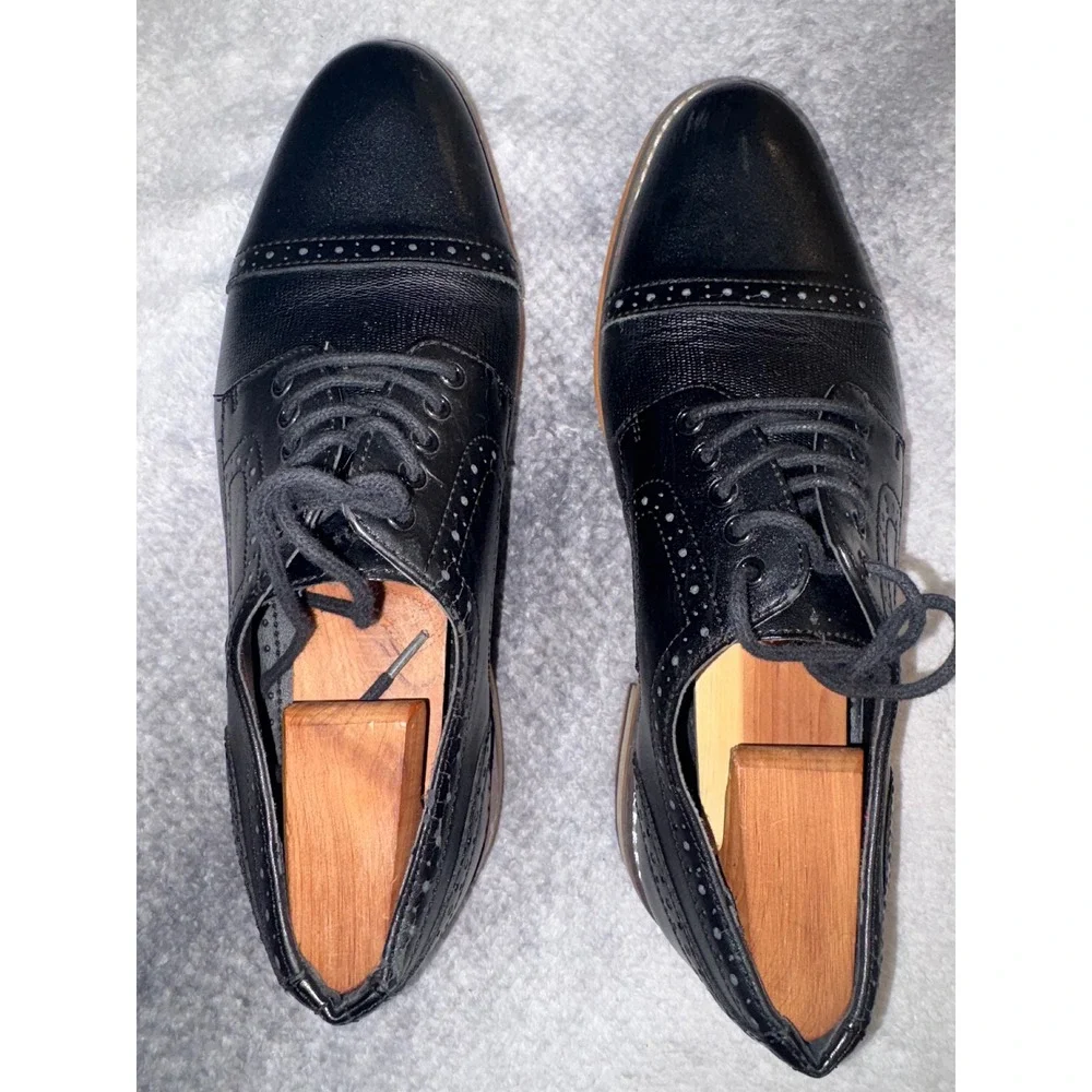 Bar‎ III Parker Mens Black Leather Cap Toe Brogue Oxford Dress Shoes Size 8.5